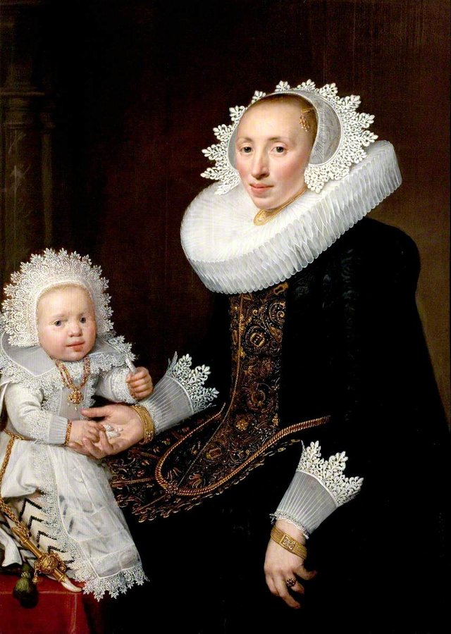 Portrait of an Unknown Woman and Her Infant Son by Nicolaes Eliaszoon Pickenoy