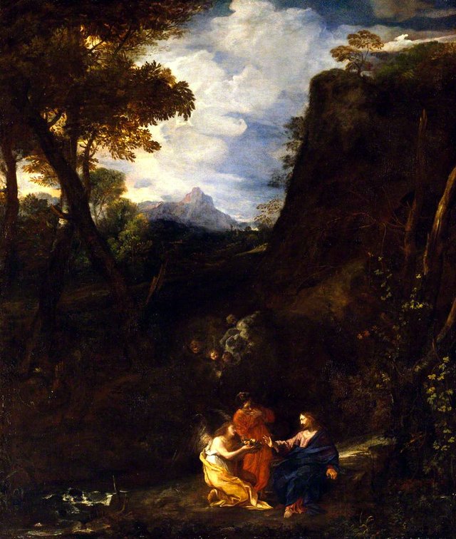 Landscape with Christ and Two Angels by Pier Francesco Mola