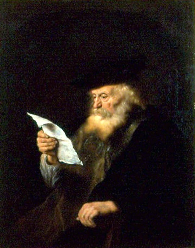 The Rabbi (Bearded Old Man with a Biretta, Reading a Letter) by Salomon Koninck