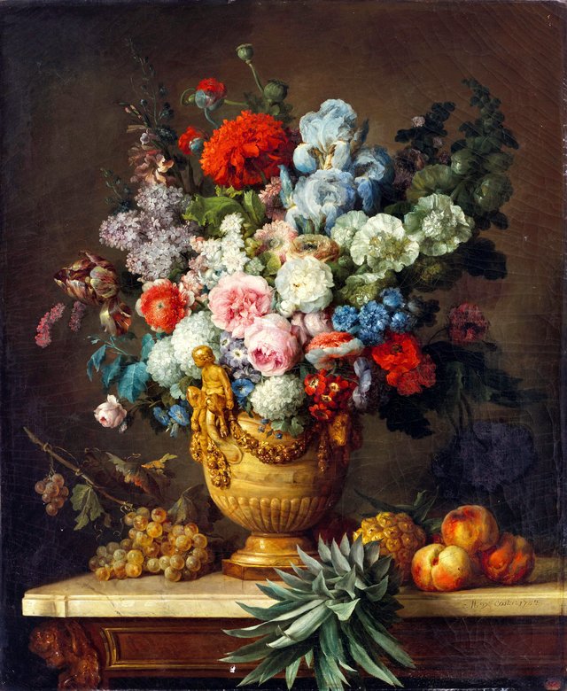 Still Life with Flowers in an Alabaster Vase and Fruit by Anne Vallayer-Coster