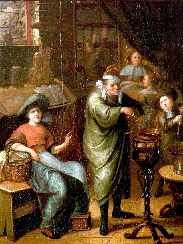 Interior of an Apothecary's, Mixing a Remedy by Richard Brakenburgh