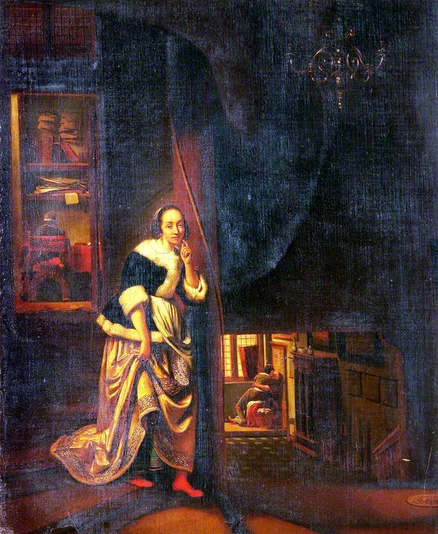 The Listening Maid by Cornelis Bisschop