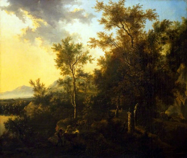 A Wooded Landscape with a Herdsman by Frederik de Moucheron