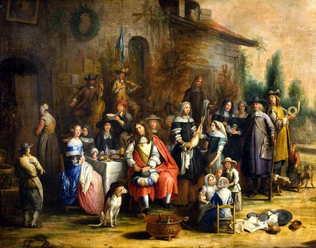 Hunting Party outside an Inn by Gillis van Tilborgh