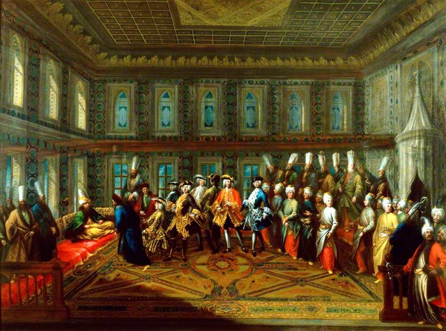 An Audience of a European Ambassador with the Grand Vizir by Giovanni Antonio Guardi