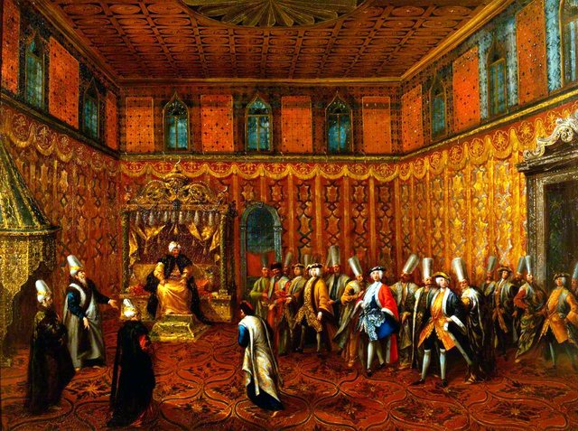 An Audience of a European Ambassador with the Sultan by Giovanni Antonio Guardi