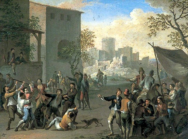 Peasants Brawling in a Village Street by Franz de Paula Ferg