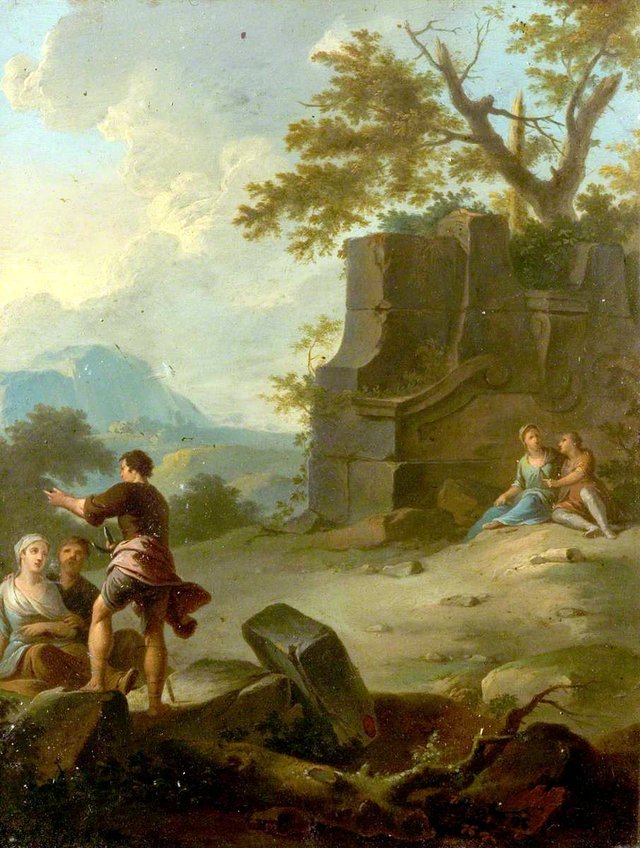 Landscape with Figures and Ruins by Franz de Paula Ferg