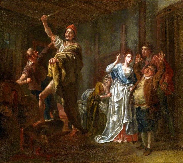 Don Quixote’s Battle with the Wine Skins by Francis Hayman