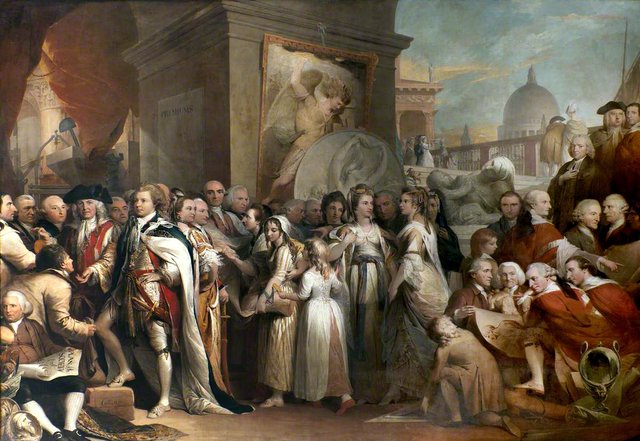 The Distribution of Premiums in the Society of Arts (painting 5 of 6 in the series 'The Progress of Human Knowledge and Culture') by James Barry