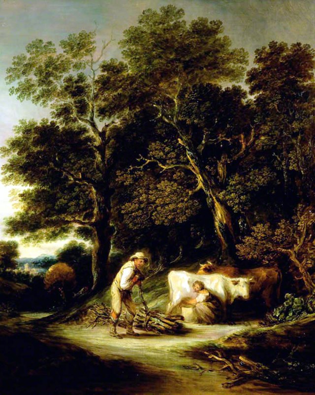 Wooded Landscape with a Milkmaid and a Woodman by Gainsborough Dupont