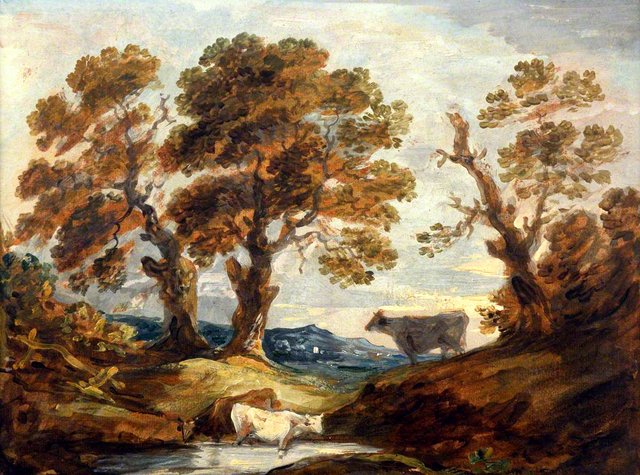 Wooded Landscape with Cows by Gainsborough Dupont