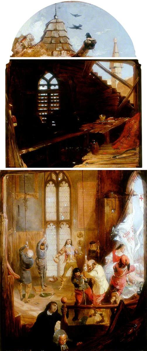 Bell-Ringers and Cavaliers Celebrating the Entrance of Charles II into London on Restoration by William Bell Scott