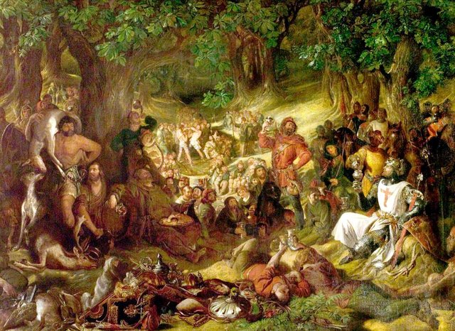 Robin Hood and His Merry Men Entertaining Richard the Lionheart in Sherwood Forest by Daniel Maclise