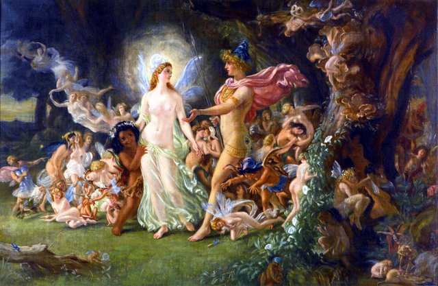 Oberon and Titania (first study for 'The Quarrel of Oberon and Titania') by Joseph Noel Paton