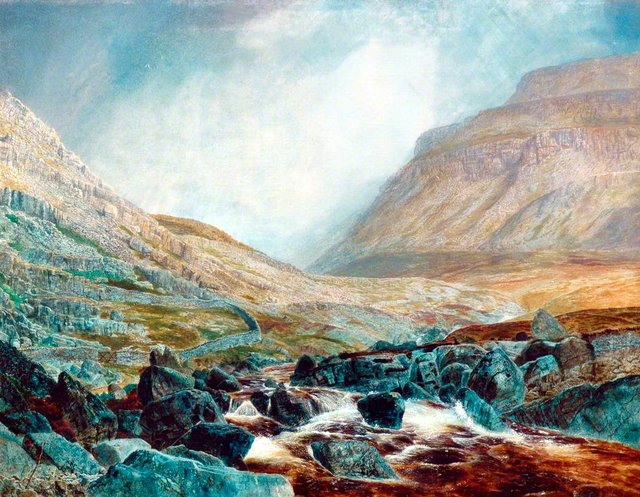 Ingleborough from under White Scar, Yorkshire Limestone Strata by John Atkinson Grimshaw