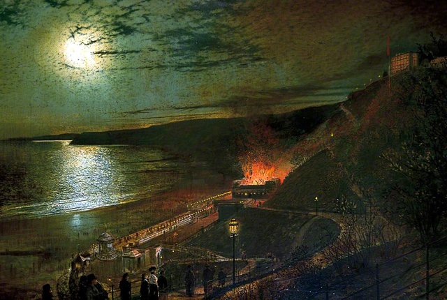 Sic transit gloria mundi (The Burning of the Spa Saloon) by John Atkinson Grimshaw