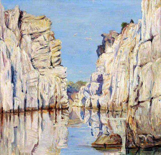 Marble Rocks, Jabalpur, Madhya Pradesh, India by Marianne North