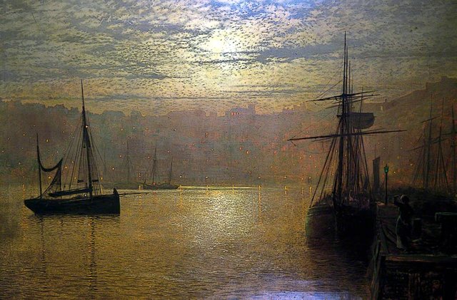 Lights in the Harbour, Scarborough by John Atkinson Grimshaw
