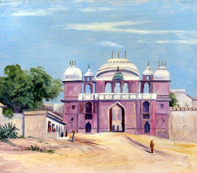 Gate of Rajah's Palace, Benares, India by Marianne North