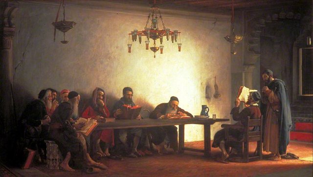 The Reading of the Bible by the Rabbis (A Souvenir of Morocco) by Jean-Jules-Antoine Lecomte du Nouÿ