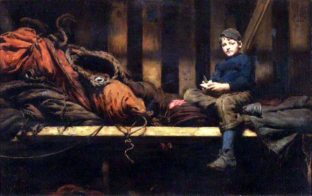 Dinner Time – Ambrose Rouffignac in the Sail Loft by Henry Scott Tuke