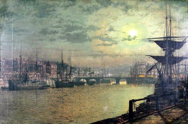 Baiting the Lines, Whitby by John Atkinson Grimshaw