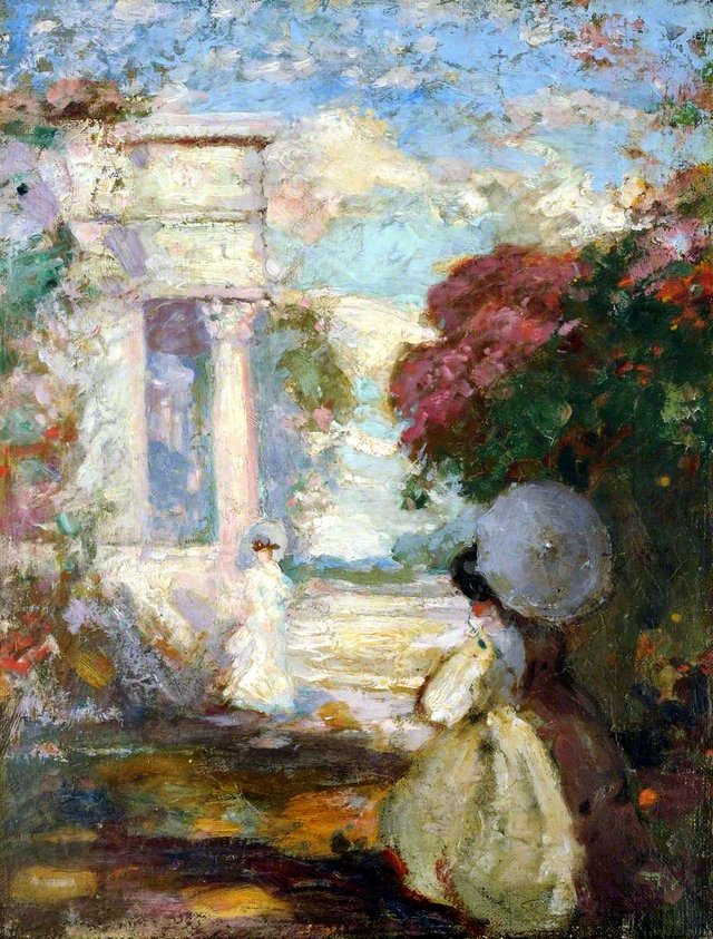Lyrical Landscape with Two Figures in Nineteenth-Century Dress by Charles Conder