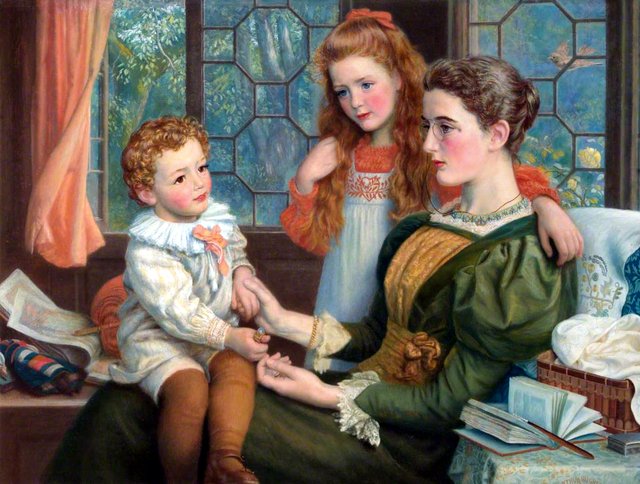 Mrs Norman Hill and Her Children by Arthur Hughes