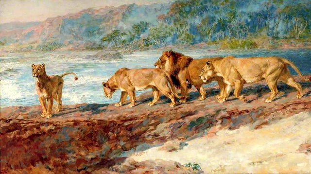 On the Bank of an African River by Briton Rivière