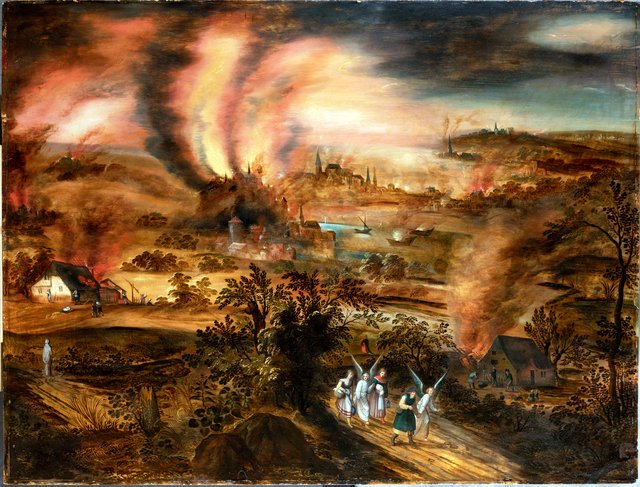 Lot and his daughters fleeing Sodom and Gomorrah by Joos de Momper the Younger