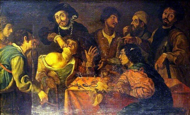 A Troupe of Travelling Performers, including a Toothdrawer by Theodoor Rombouts