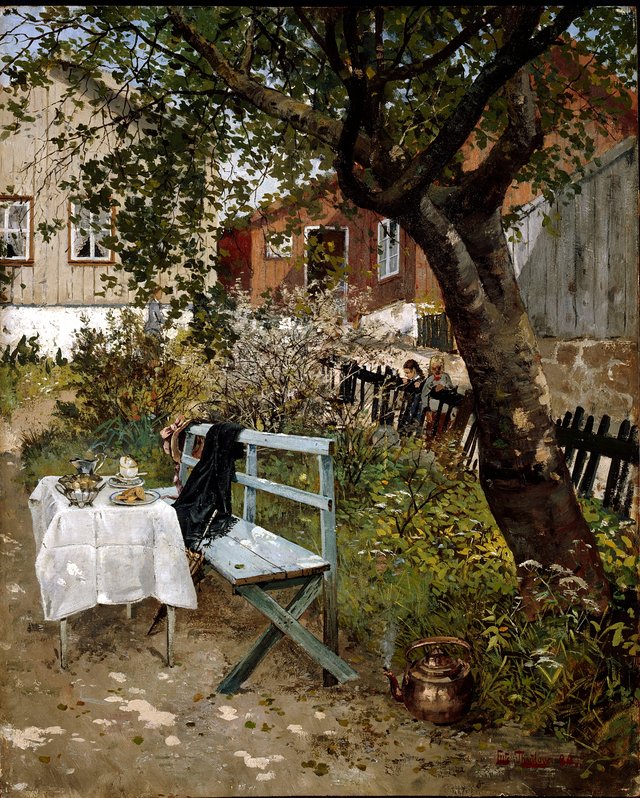 Sommerdag i hagen by Frits Thaulow
