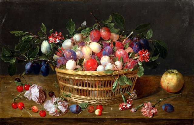 Still-life with plums by Jacob van Hulsdonck