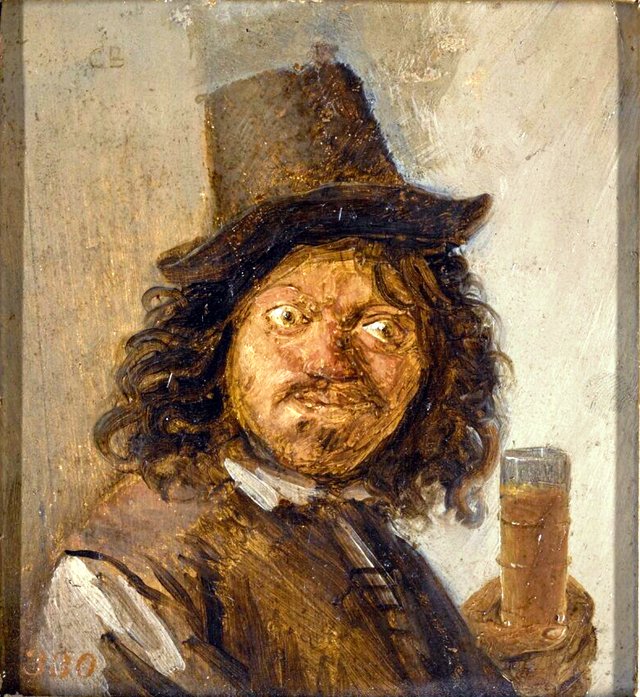 Portrait of a man clasping a drink by Joos van Craesbeeck