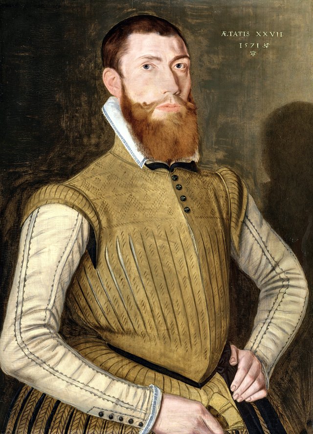 Portrait of young man, aged 27 by Hans Eworth