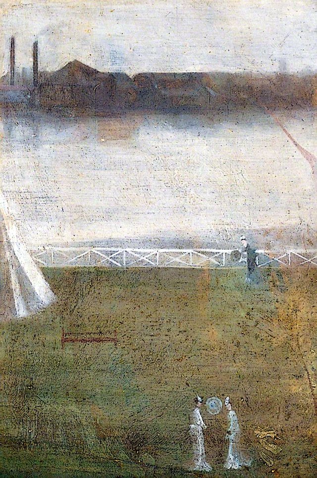 Japanese Figures on Chelsea Embankment by Walter Greaves