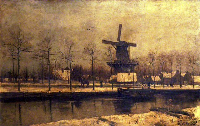 Canal Scene at Haarlem by Théophile de Bock