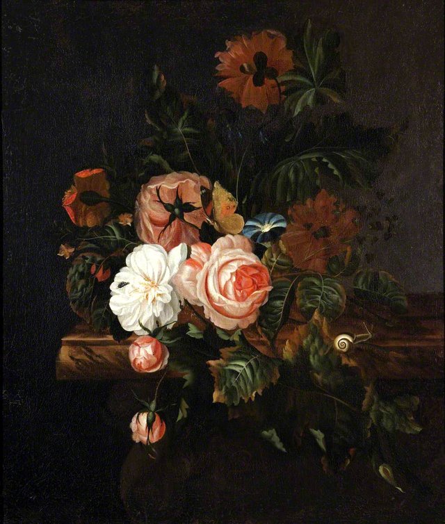 Roses and Poppies and a Snail by Willem van Aelst