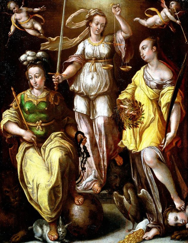 Allegories of Temperentia, Justitia and Liberta by Stradanus