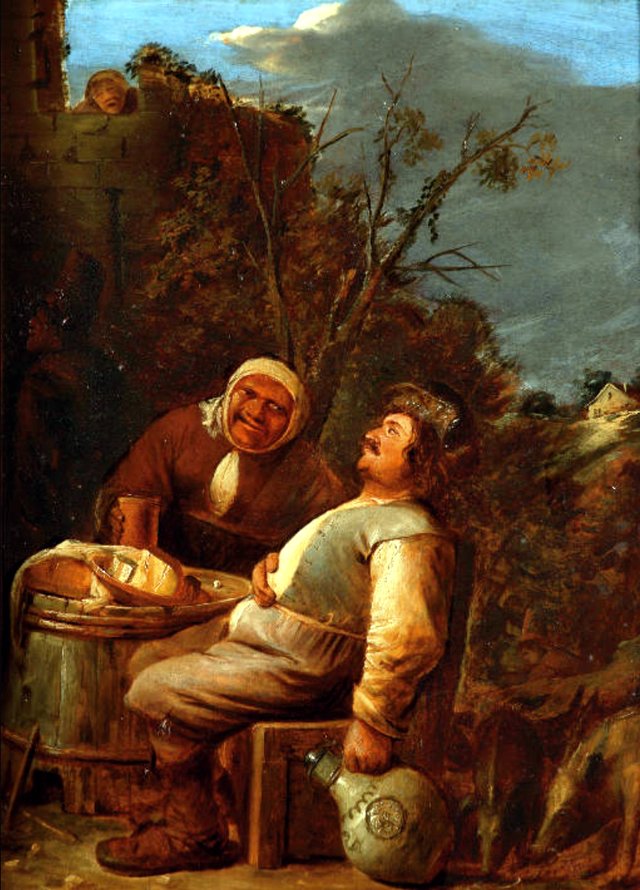 Peasants drinking outside an inn by Joos van Craesbeeck