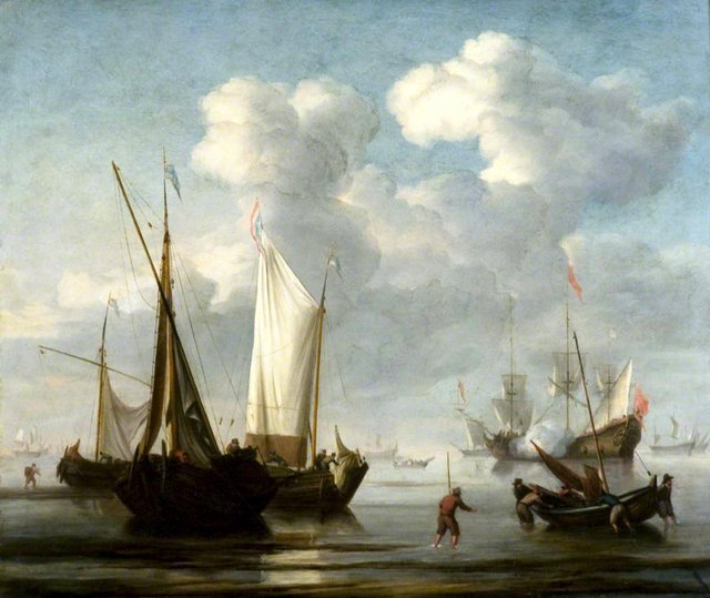 Fishing Vessels off a Beach by Hendrick Dubbels