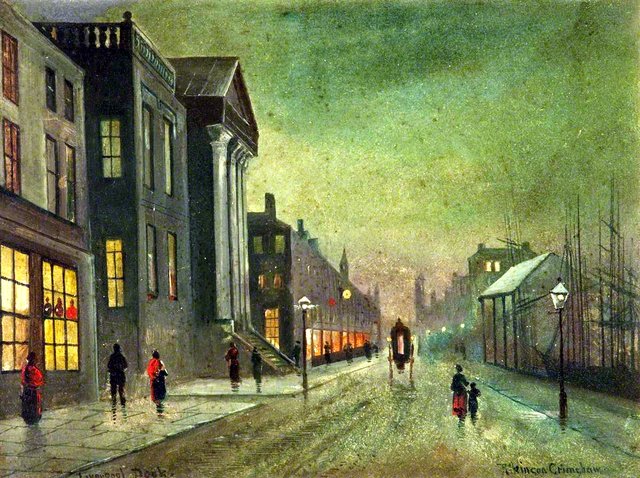Liverpool Docks (panel 1 of 5) by John Atkinson Grimshaw
