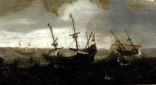 Whaling expedition in a rough sea by Andries van Eertvelt