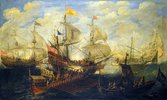 Naval battle between Turks and Christians by Andries van Eertvelt