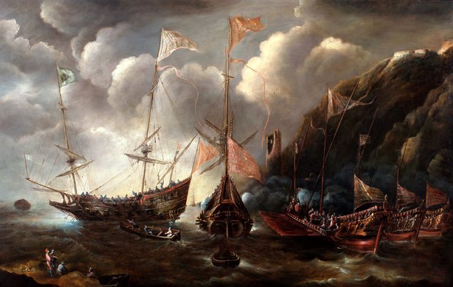 Shipping off a Mediterranean coast by Andries van Eertvelt