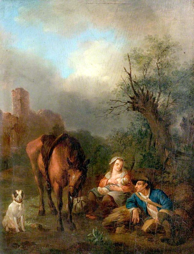 Landscape with Figures, a Horse and a Dog by Jan Hackaert