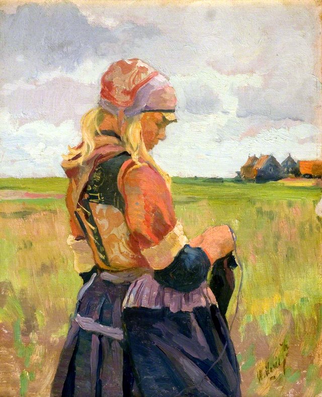 Young Girl in a Landscape by Willem Maris