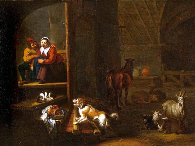 Doorway, Couple Embracing by Hendrik Martenszoon Sorgh