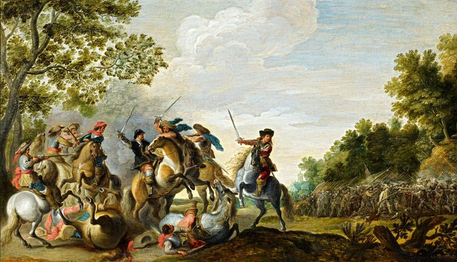 Cavalry engagement by Cornelis de Wael